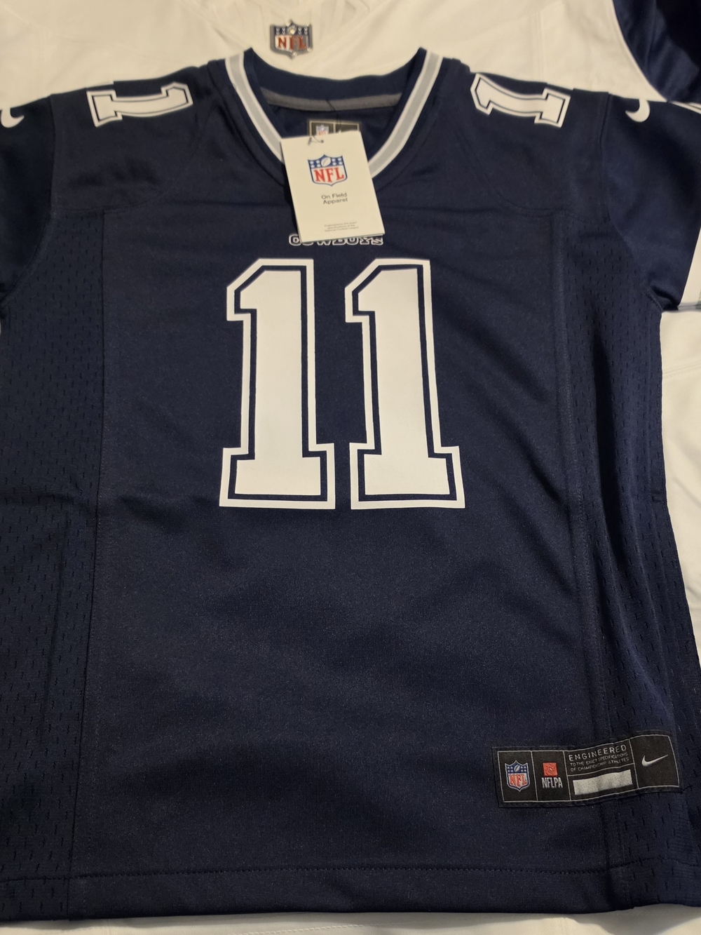 Nike Womens Navy and White #11 Football Jersey Adult S
